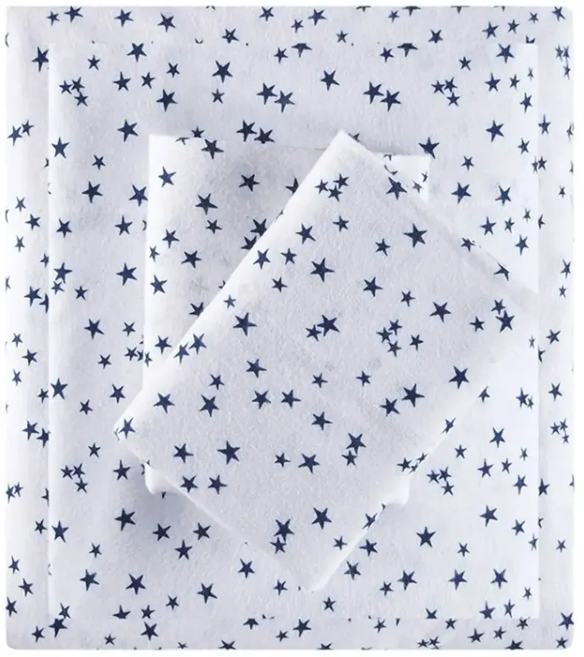 Olliix Intelligent Design Twin XL Blue Stars Cozy Soft Cotton Novelty Print Flannel Sheet Set