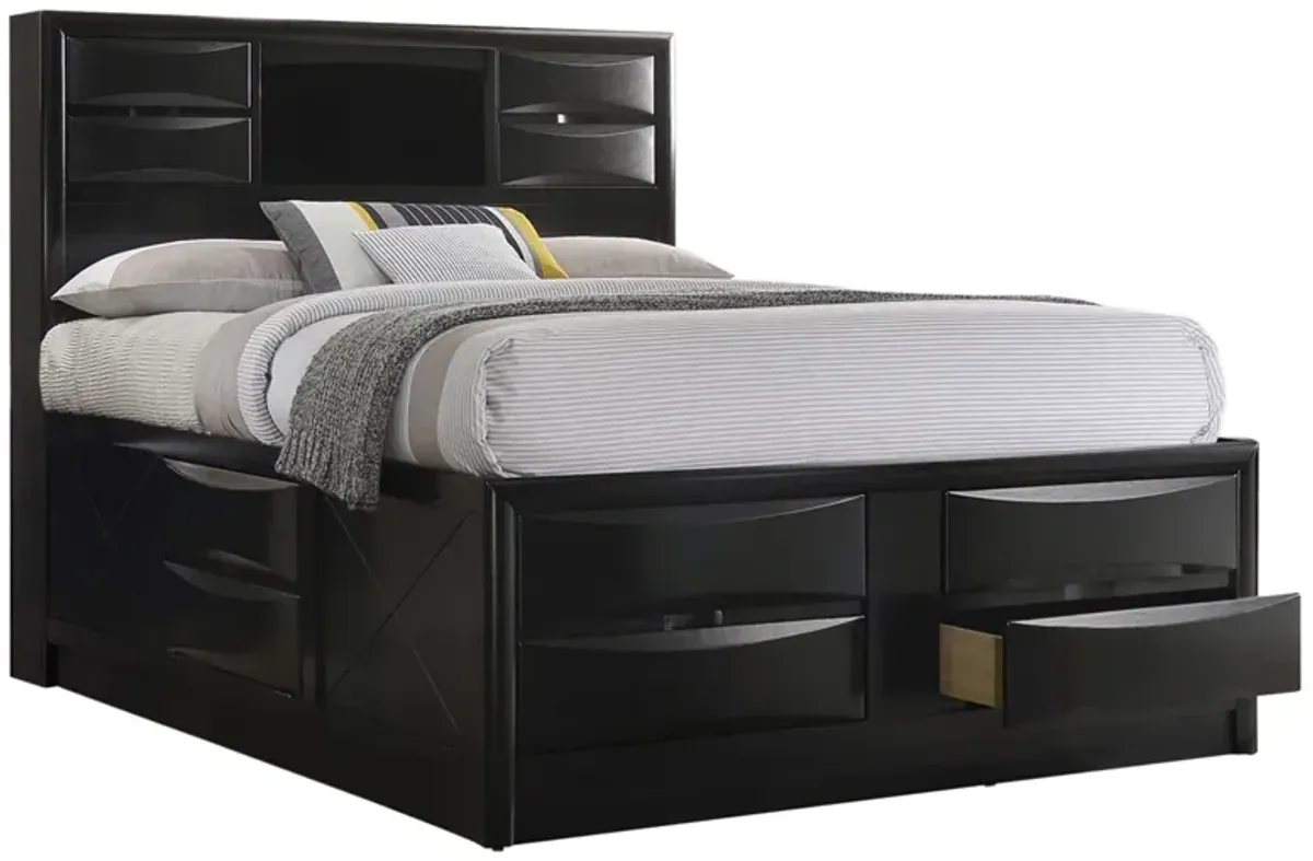 Briana Wood Queen Storage Bookcase Bed Black