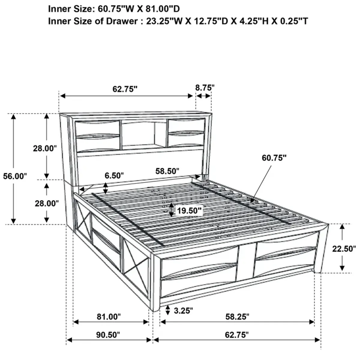 Coaster Briana Wood Queen Storage Bookcase Bed Black