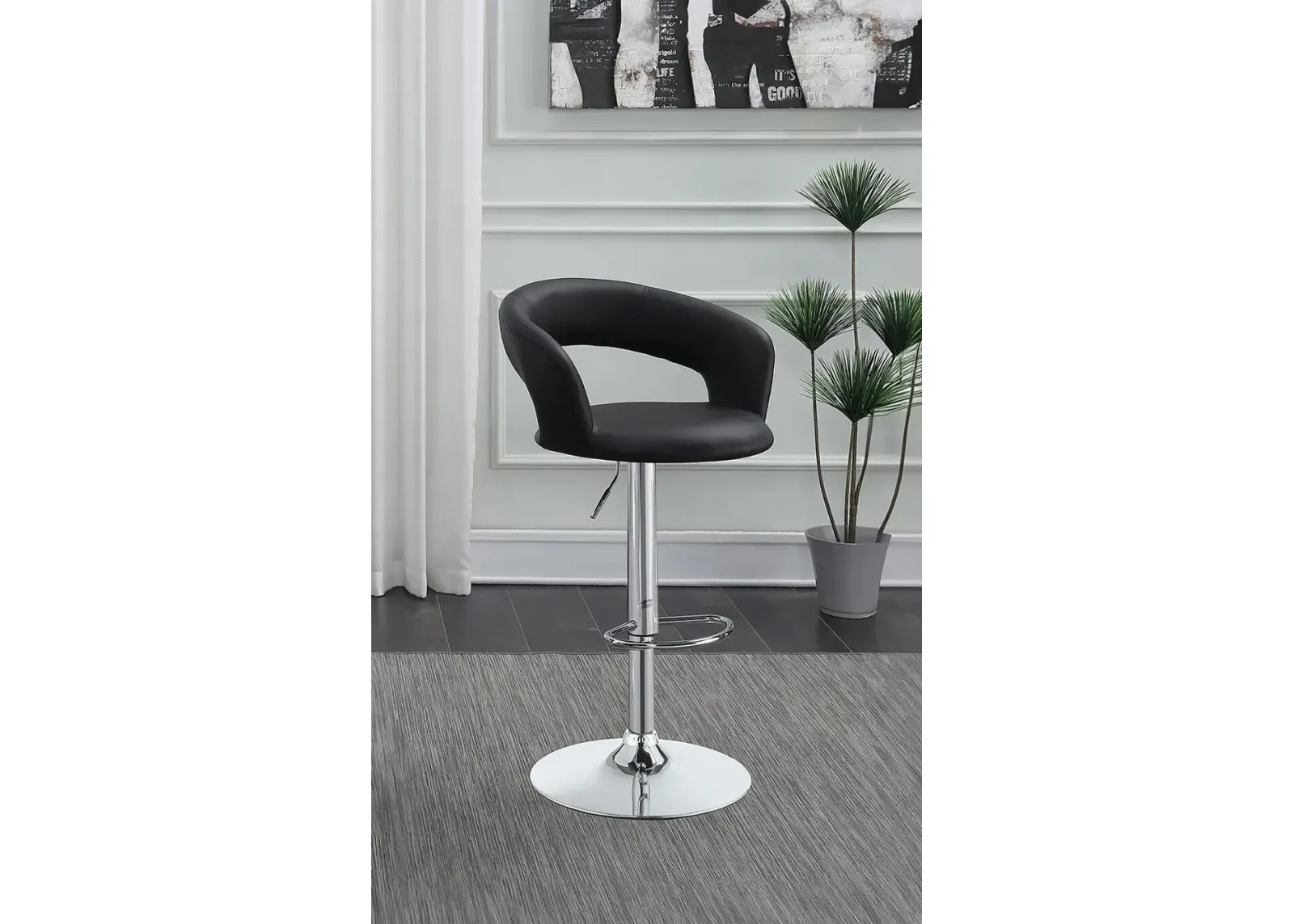 Coaster Barraza 29 Inch Adjustable Height Bar Stool Black & Chrome