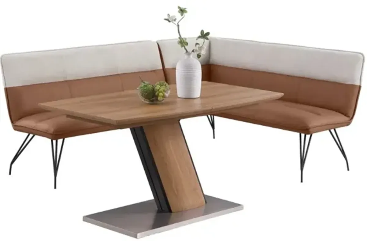 Chintaly Lillian Modern Wooden Dining Set with Extendable Table & Nook