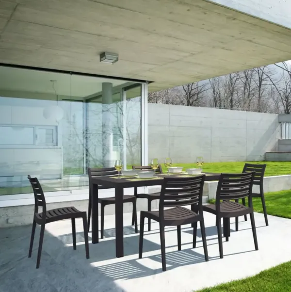 Compamia Ares Resin Rectangle Dining Set with 6 Chairs Brown