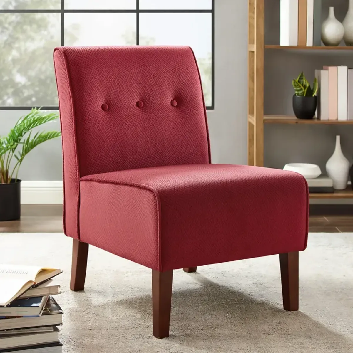 Linon Coco Accent Armless Chair Red