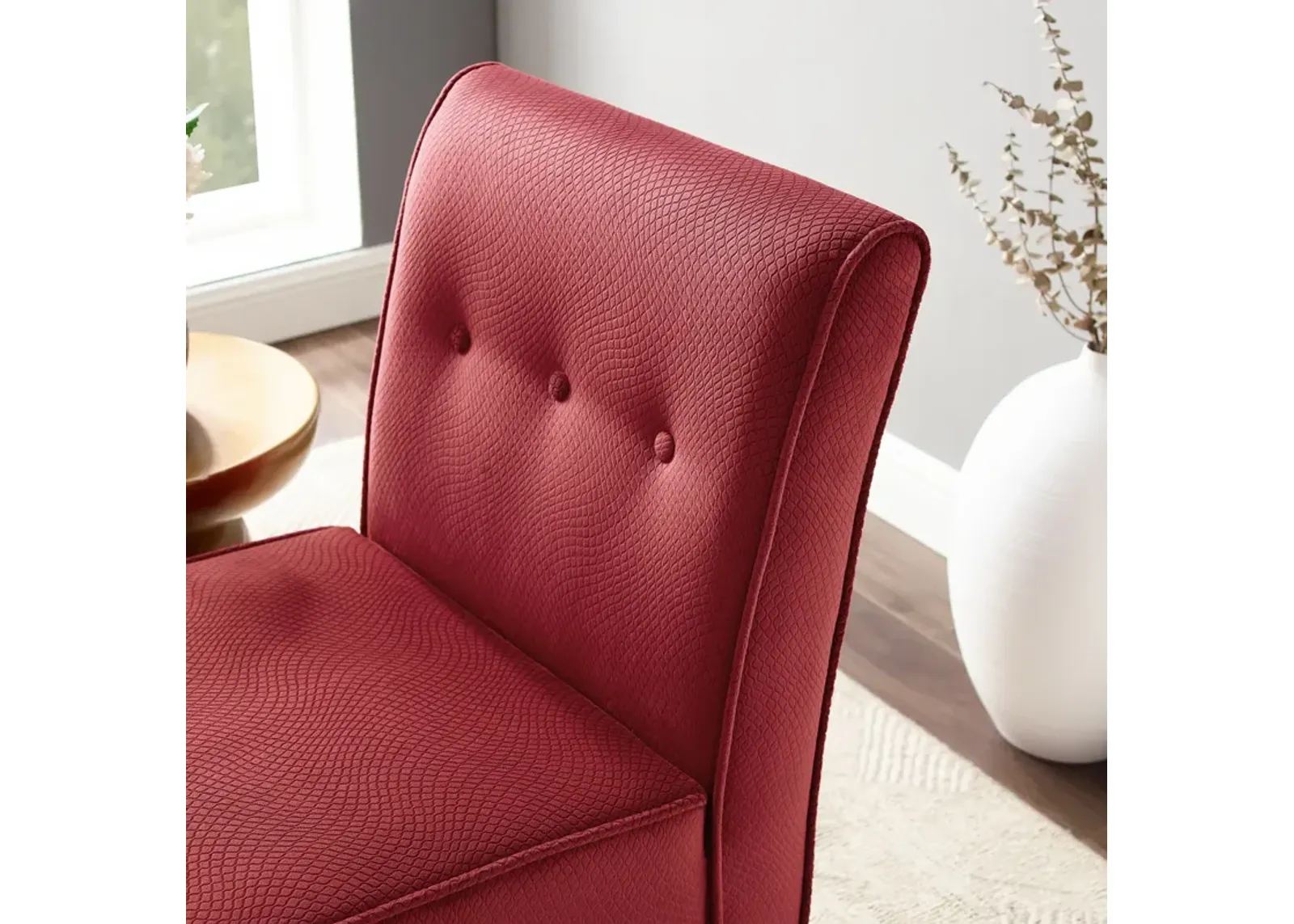 Linon Coco Accent Armless Chair Red