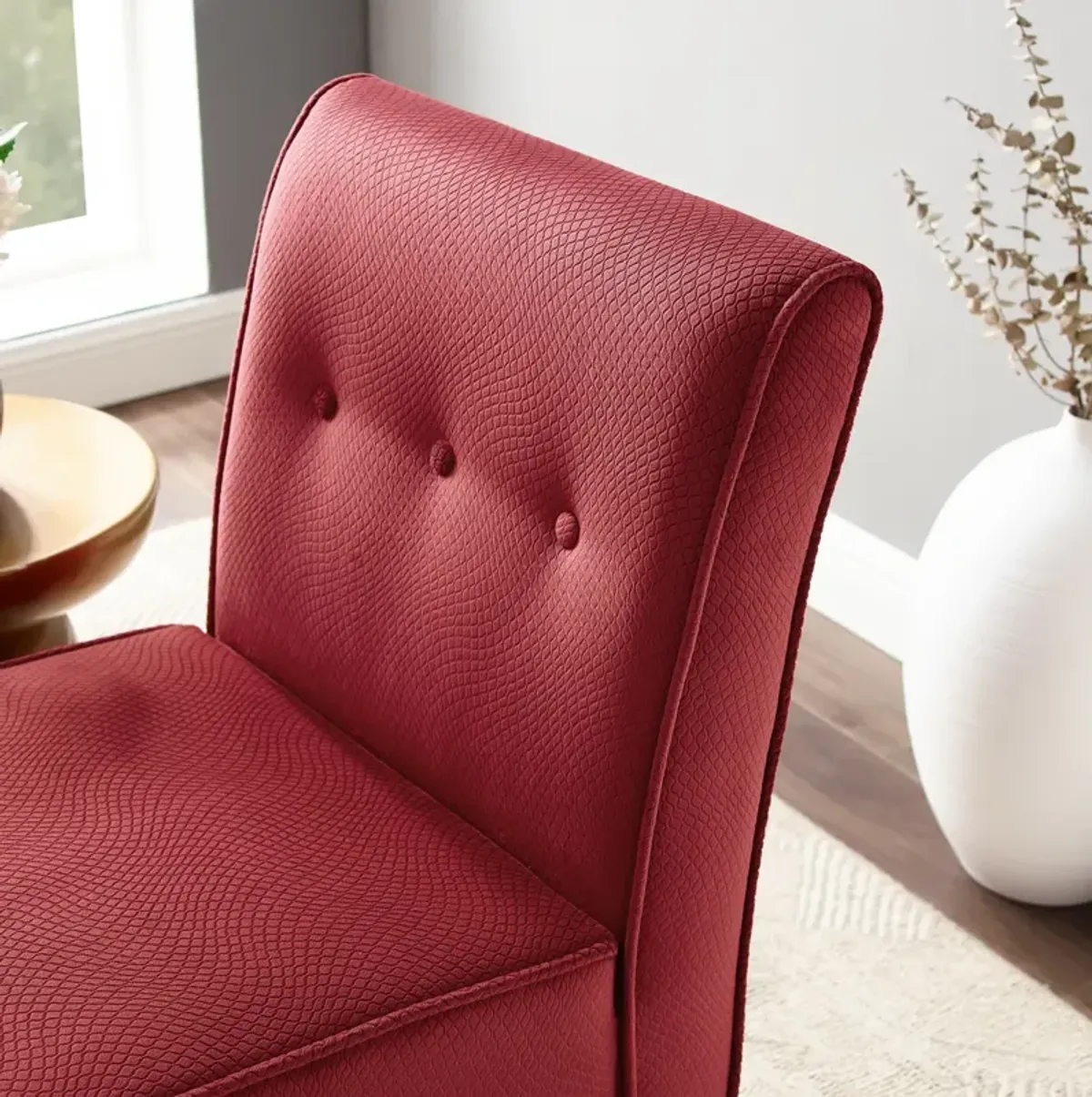 Linon Coco Accent Armless Chair Red