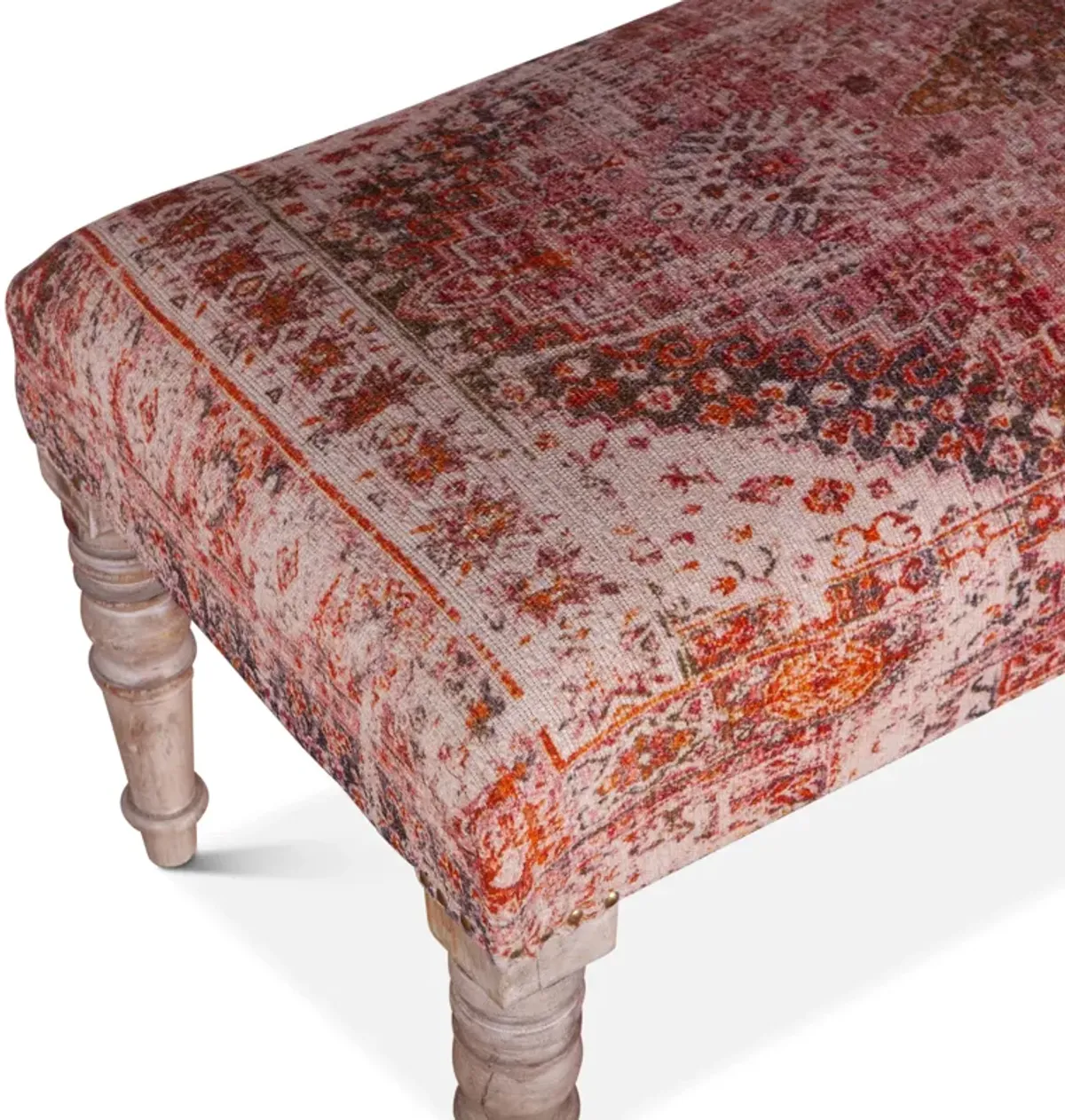 Home Trends Design Marrakech Tihiri Red Print Upholstered Bench