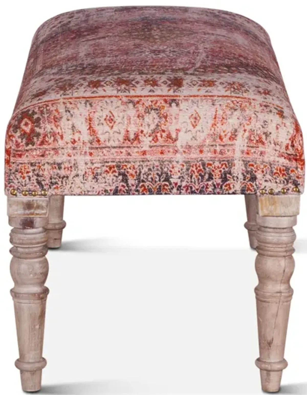 Home Trends Design Marrakech Tihiri Red Print Upholstered Bench