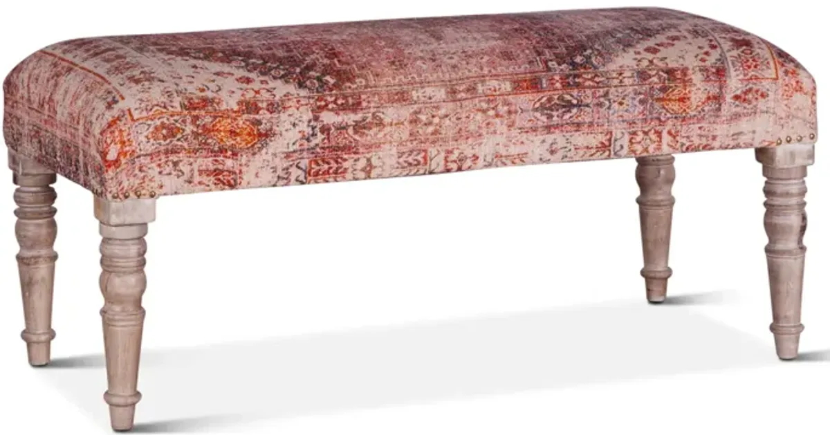 Home Trends Design Marrakech Tihiri Red Print Upholstered Bench