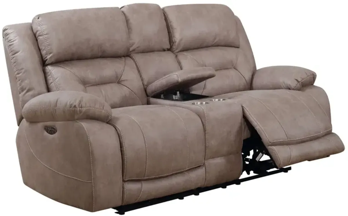 Steve Silver Aria Dual-Power Reclining Console Loveseat In Desert Sand