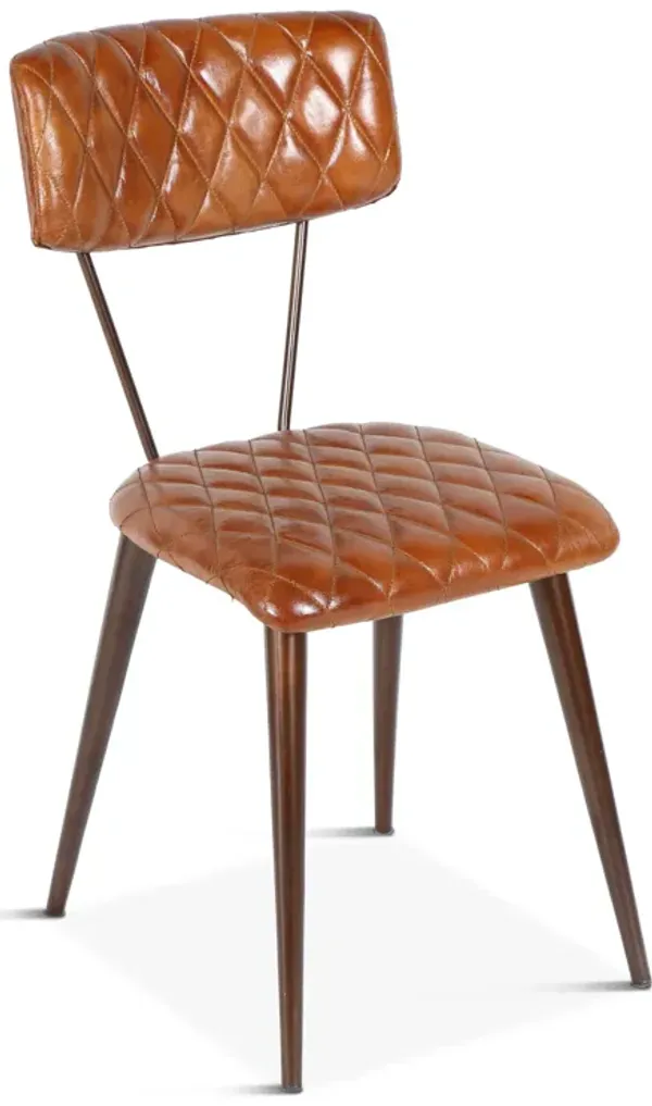 Home Trends Design Wellington Diamond Stitched Leather Side Armless Chair