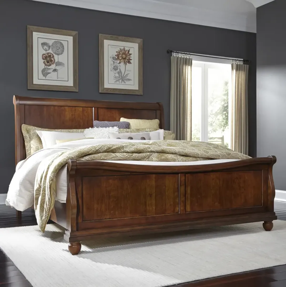 Liberty Furniture Rustic Traditions Rustic Cherry Queen Sleigh Bed