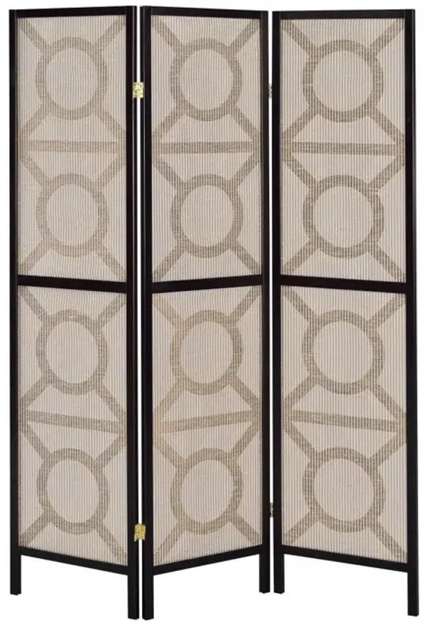 Coaster 3-Panel Room Divider Tan Jute/Cappuccino Tan