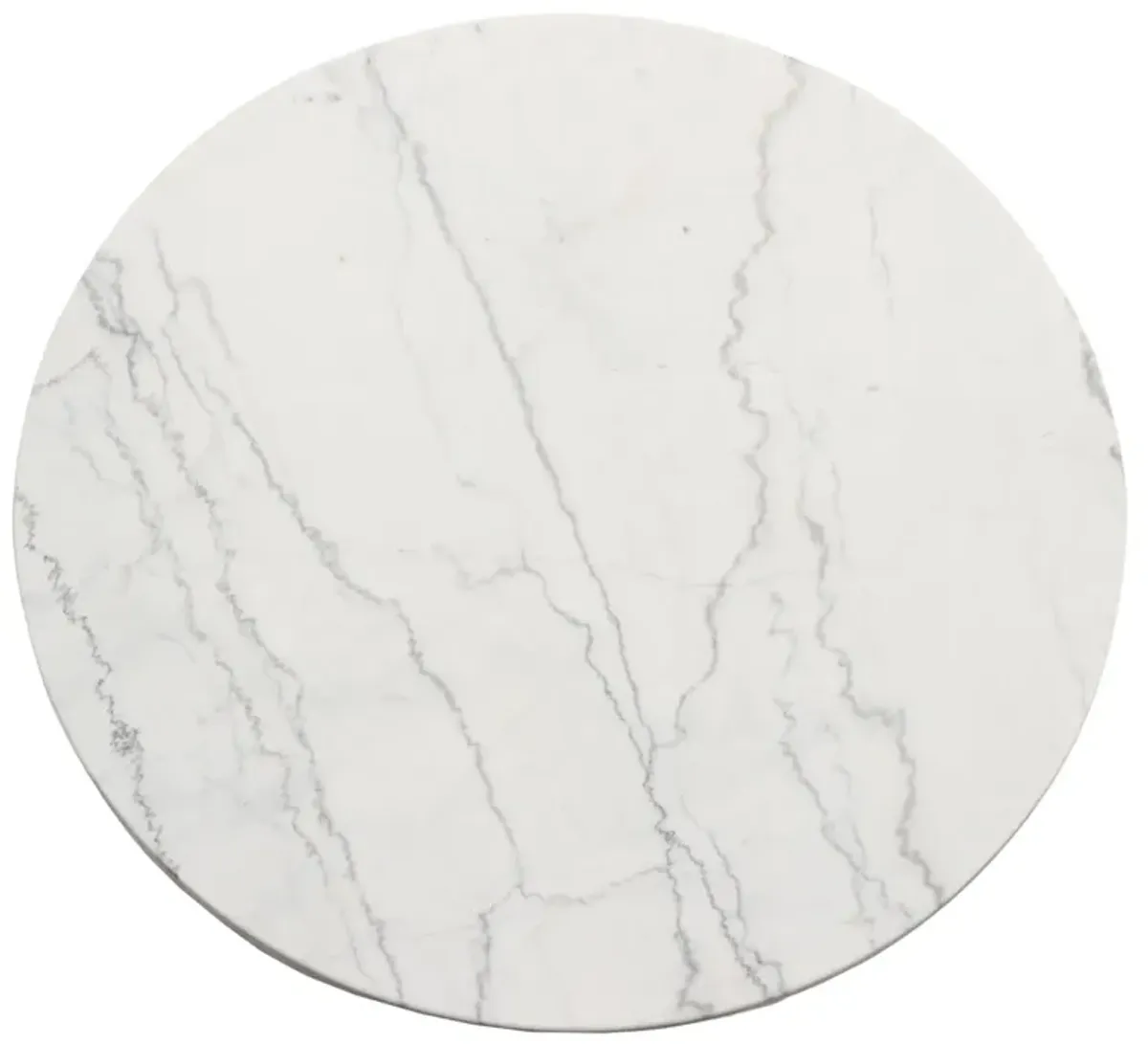 Steve Silver Xena White Marble Top 52-Inch Round Dining Table With Ebony Base