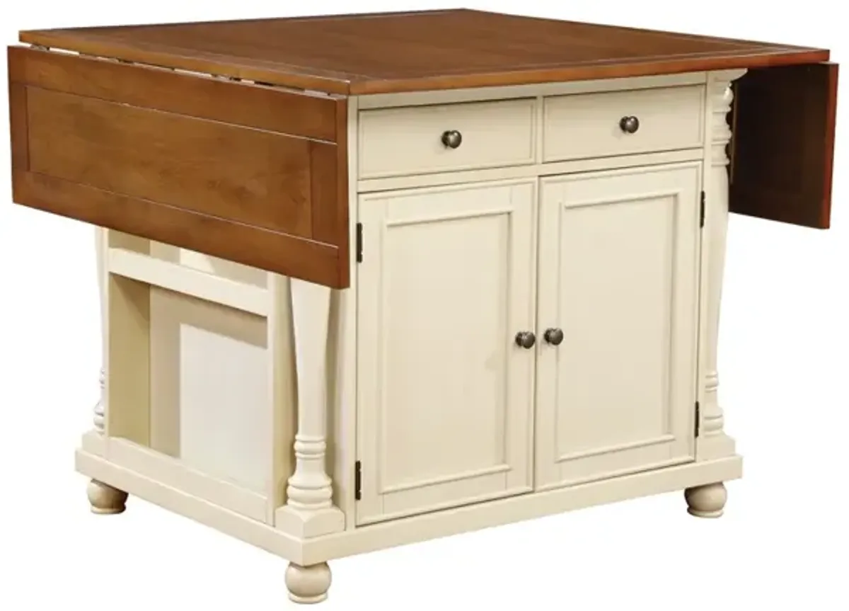 Coaster Slater 2-Drawer Drop Leaf Kitchen Island Table Buttermilk