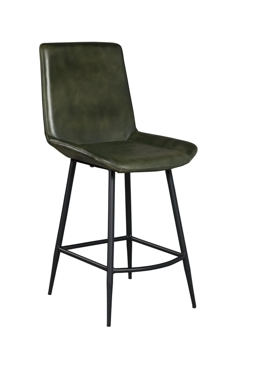 IRON/GREEN LEATHER GABRIEL COUNTER STOOL