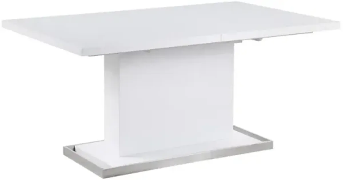 Chintaly Krista Modern Extendable Gloss White Dining Table