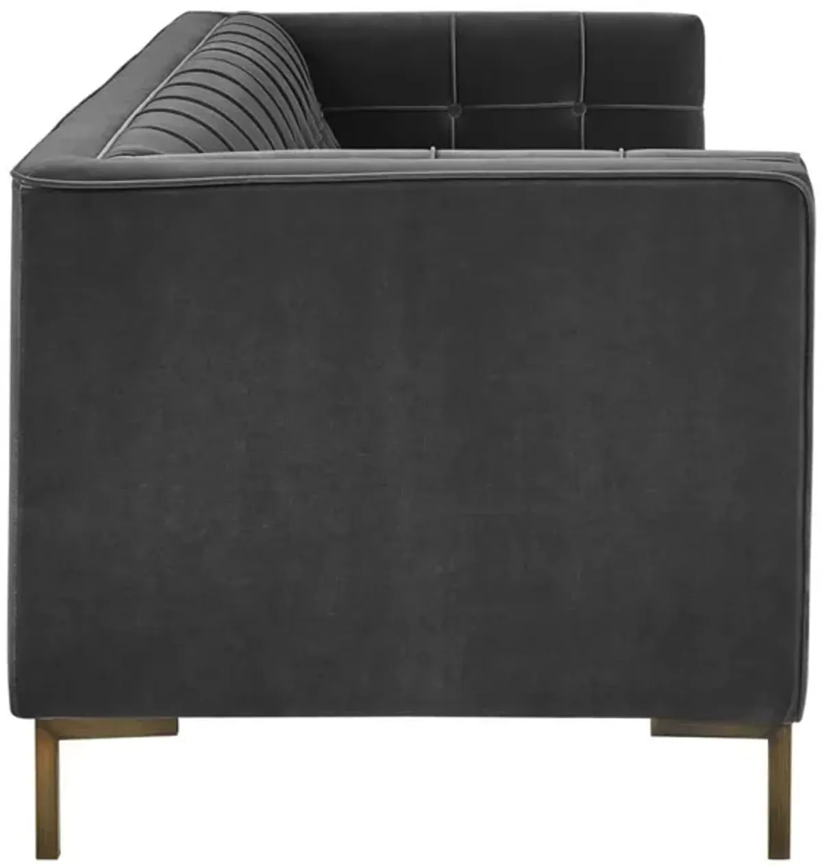 Steve Silver Isaac Channel Stitched Gray Velvet Sofa