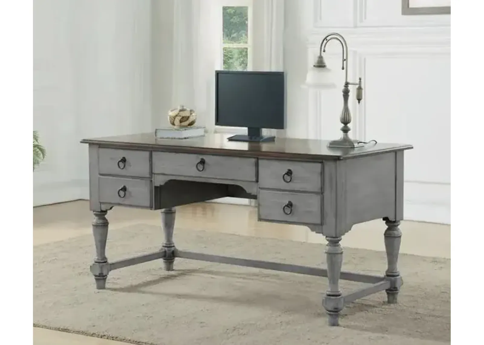 Flexsteel Plymouth Distressed Graywash Writing Desk