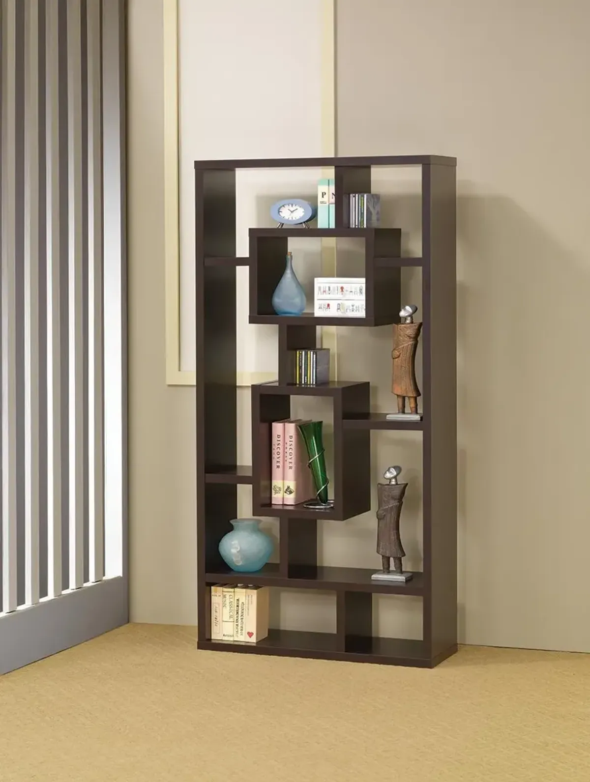 Coaster Howie 71 Inch 8-Shelf Bookshelf Cappuccino