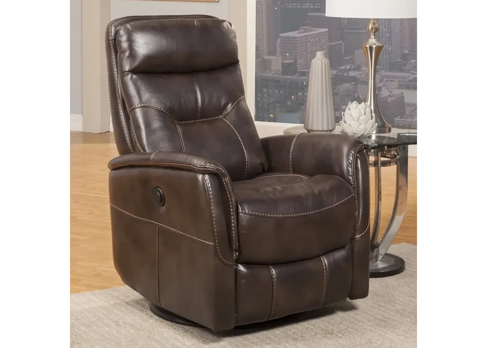 Parker House Gemini Power Swivel Glider Recliner in Truffle