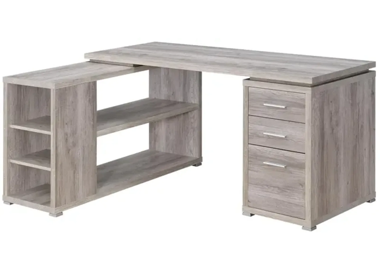 Coaster Yvette 60 Inch 3-Drawer L-Shape Computer Desk Grey Driftwood