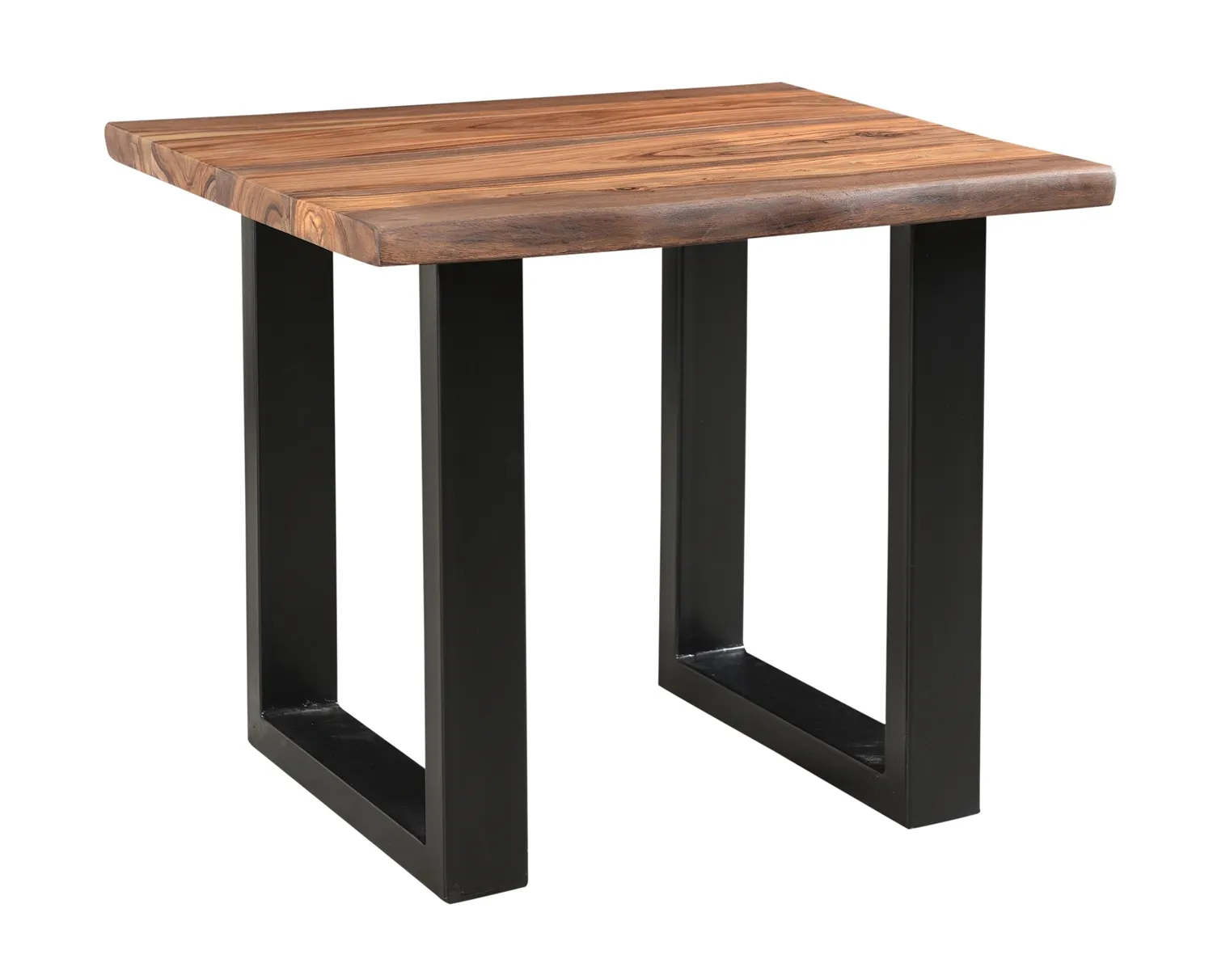 HENDERSON SOLID WOOD LIVE EDGE TOP ACCENT SIDE END TABLE WITH BLACK POWDER COATED LEGS