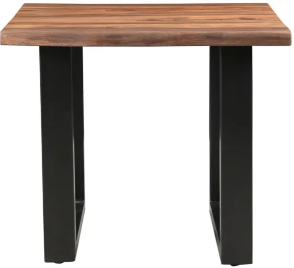 HENDERSON SOLID WOOD LIVE EDGE TOP ACCENT SIDE END TABLE WITH BLACK POWDER COATED LEGS