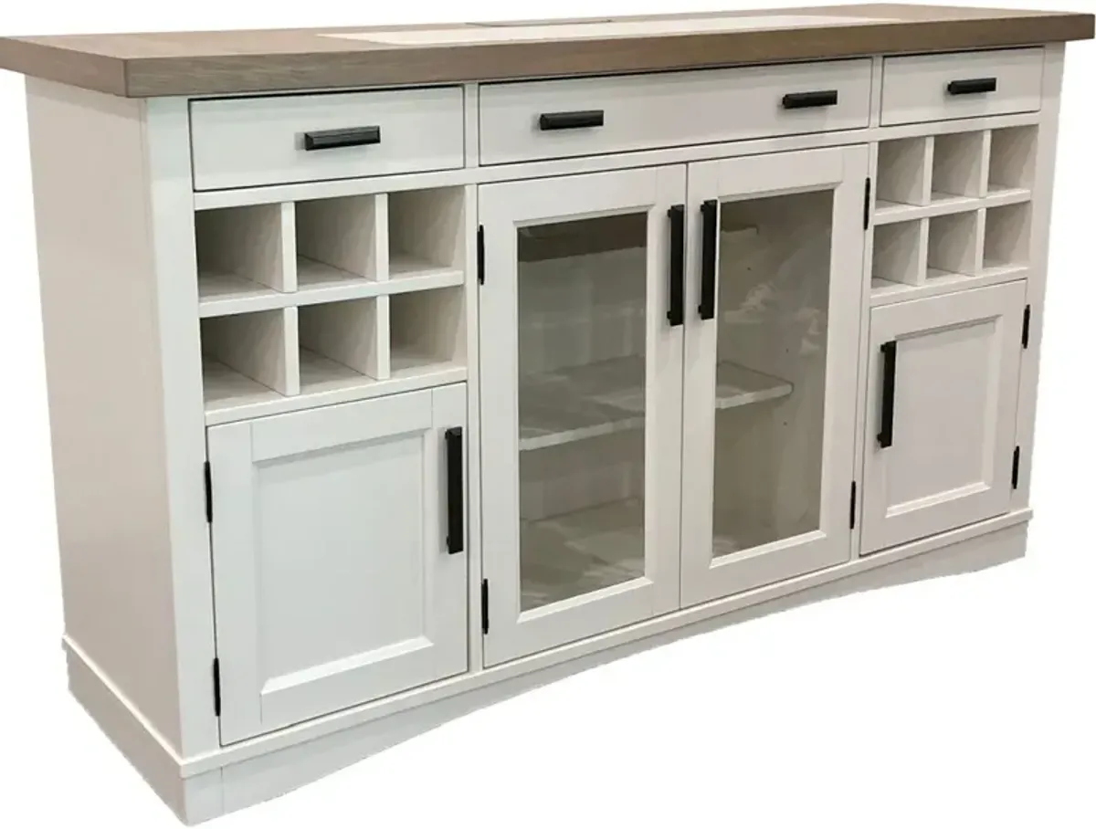 Parker House Americana Modern 66 Inch Buffet Server with Quartz Insert in Cotton Finish