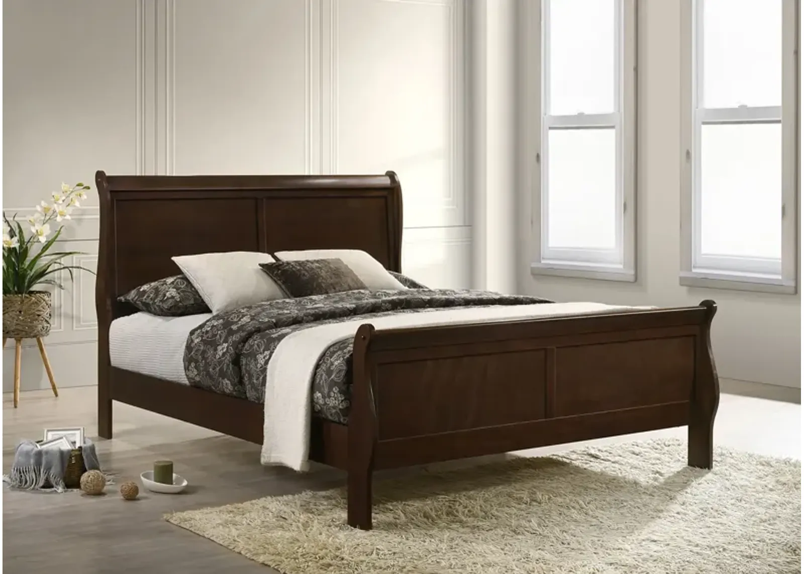 Coaster Louis Philippe Wood Full Sleigh Bed Cappuccino