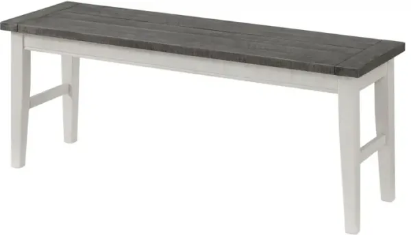 Martin Svensson Monterey 45 Inch Solid Wood Dining Bench in White Stain & Grey