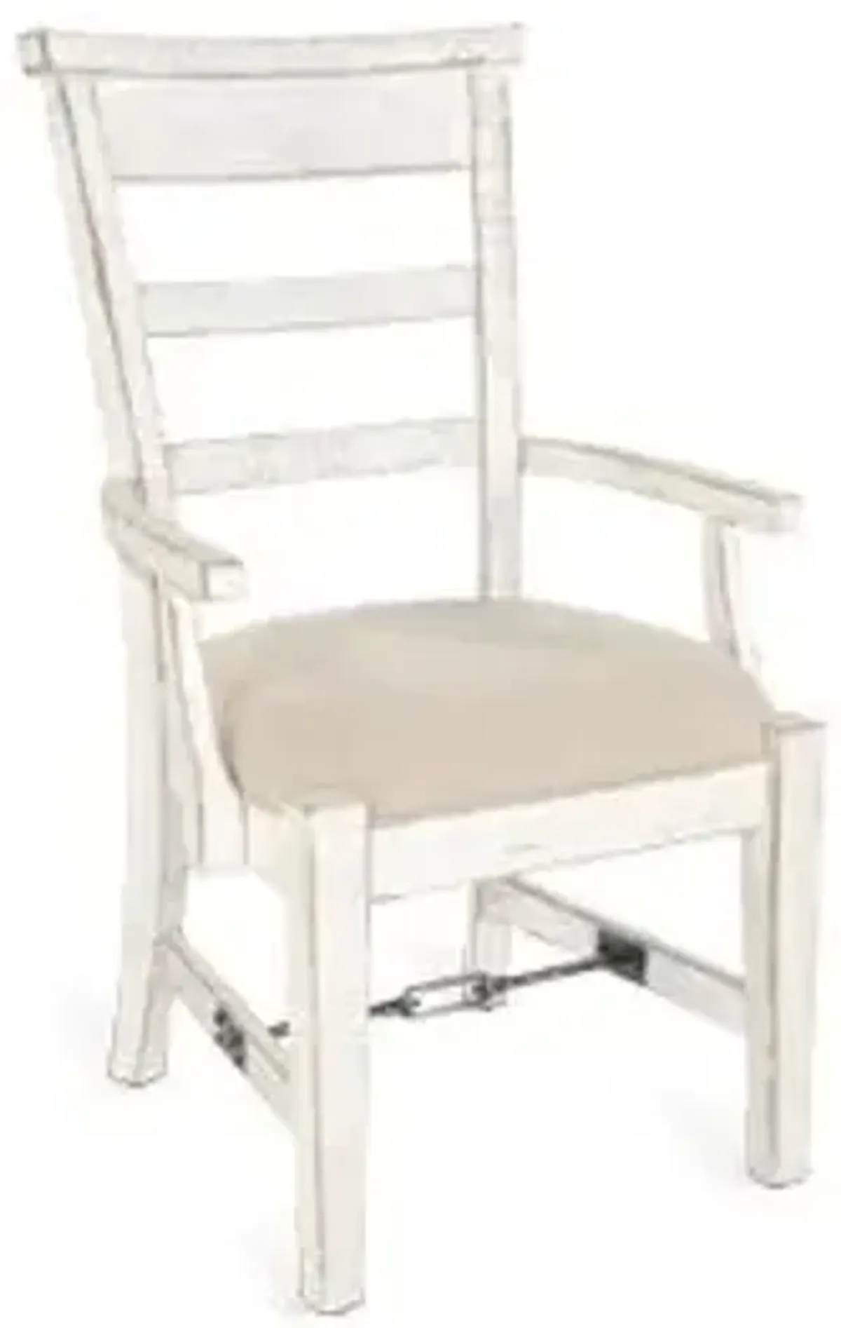 Sunny Designs Marina White Sand Arm Dining Chair Cushioned Seat