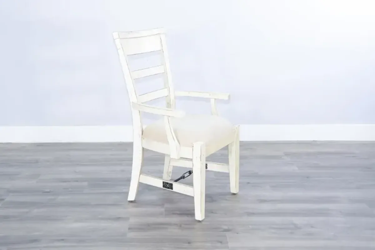 MARINA WHITE SAND ARM DINING CHAIR CUSHIONED SEAT