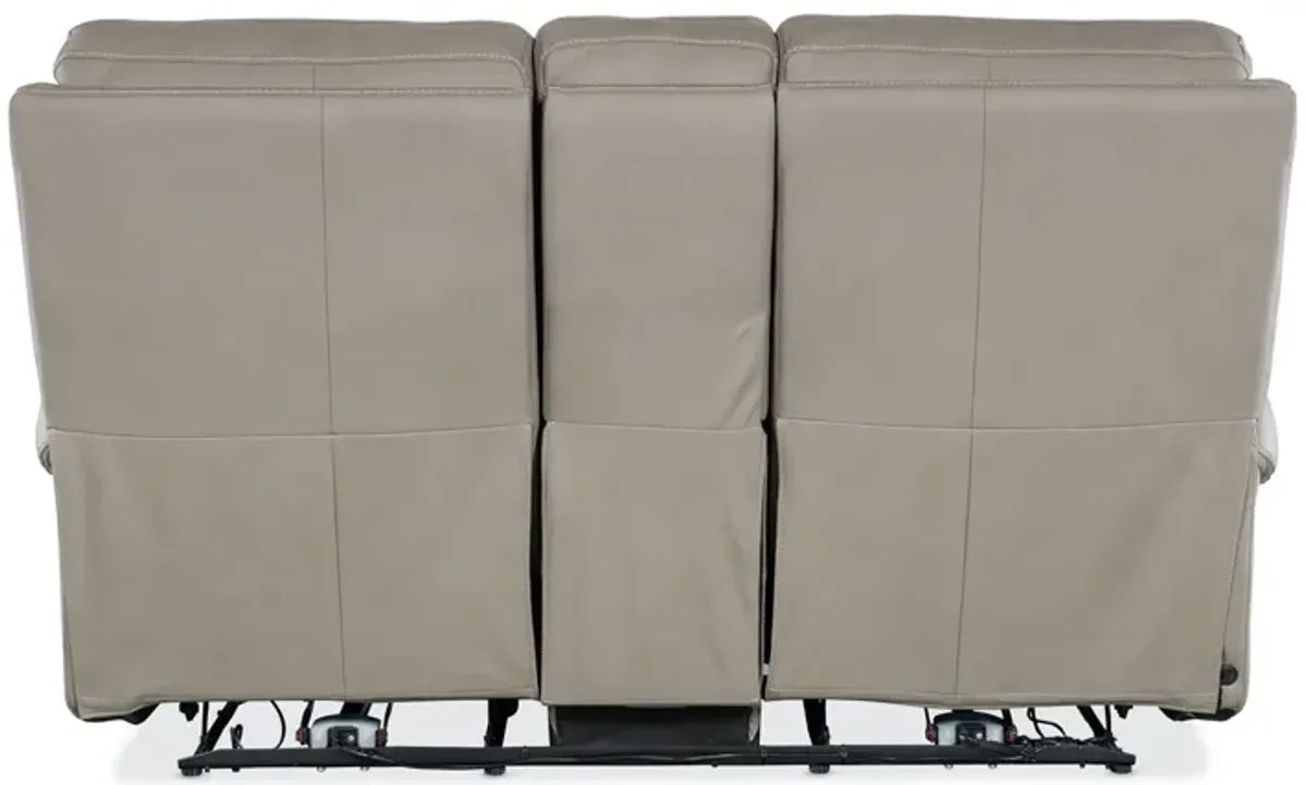 Hooker Furniture Somers Somers Dark Taupe Power Console Leather Loveseat with Power Headrest