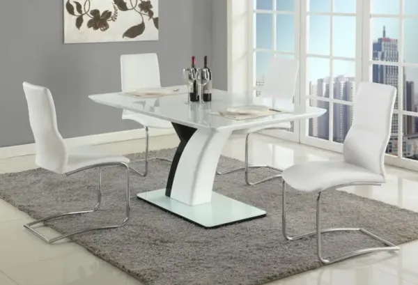 Chintaly Natasha Contemporary Dining Set with Starphire Glass Table & Cantilever Chairs