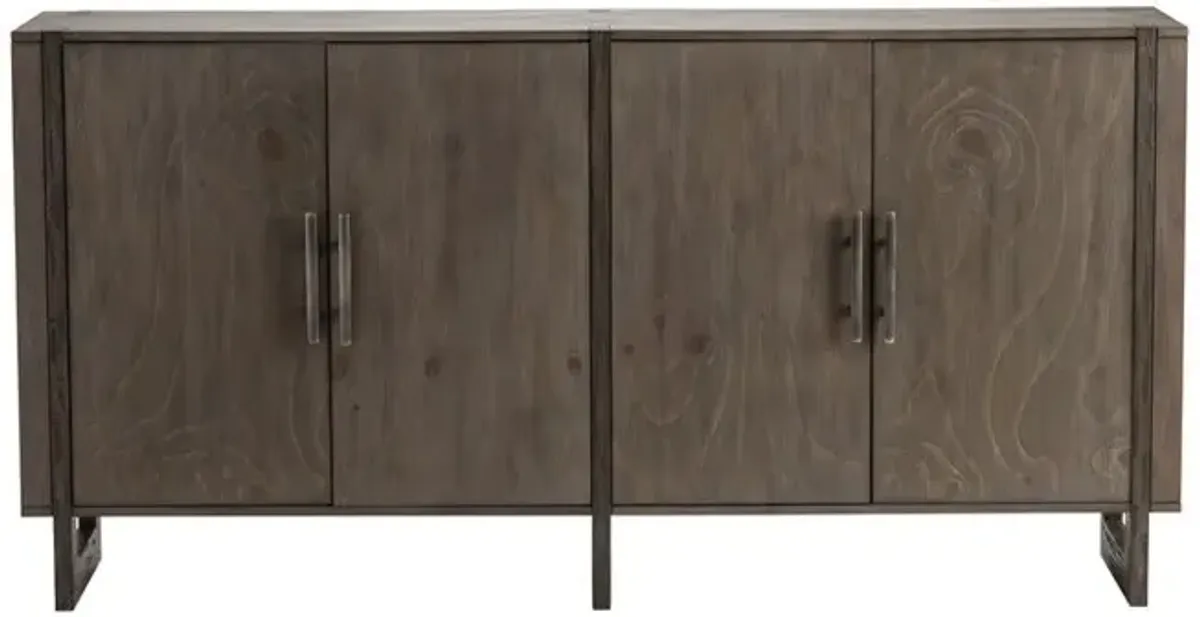 Crestview Hawthorne Estate 2 Tone Grey Wash Inset Wood Frame Sideboard