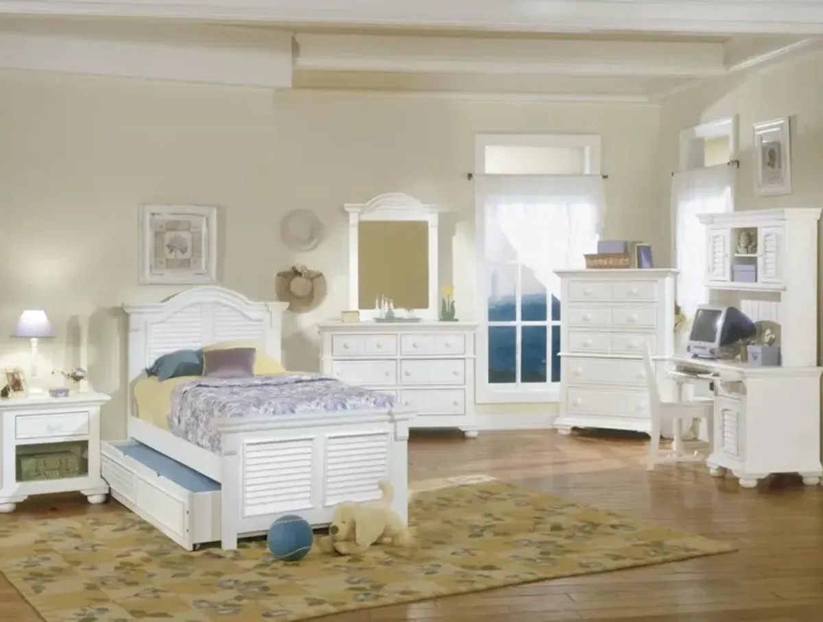 American Woodcrafters Cottage Traditions Complete 3/3 Over 4/6 Bunk Bed with Trundle in Clean White Cottage Finish