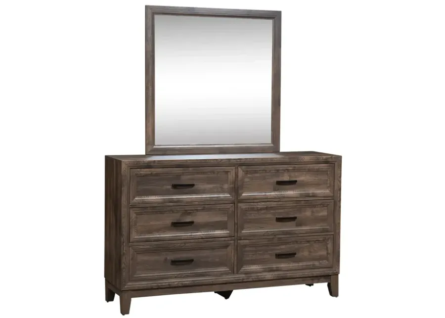 QUEEN PANEL BED DRESSER & MIRROR CHEST NIGHT STAND - RIDGECREST