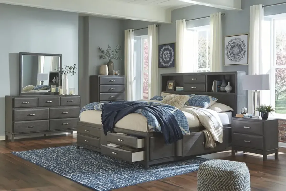 Ashley Caitbrook Gray Queen Storage Bed with 8-Drawers