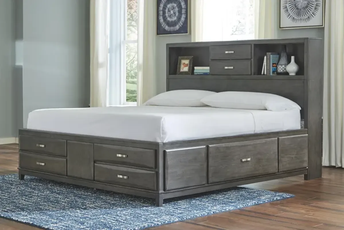 Ashley Caitbrook Gray Queen Storage Bed with 8-Drawers