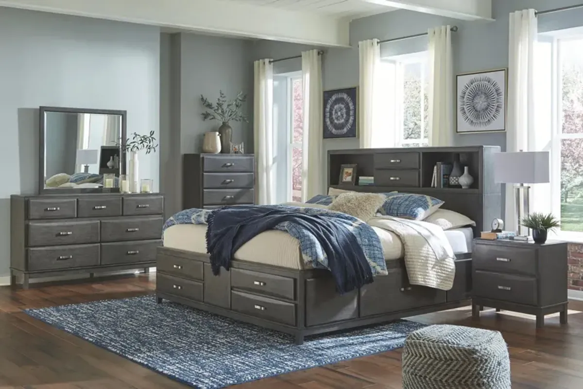 Ashley Caitbrook Gray Queen Storage Bed with 8-Drawers