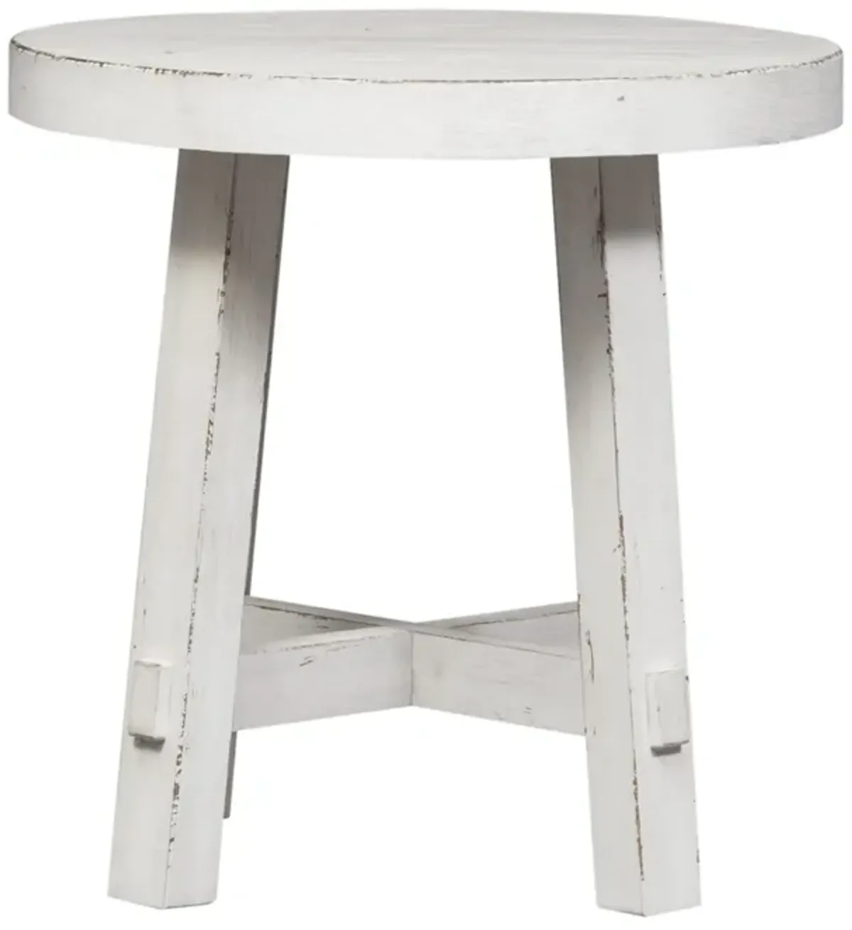 Liberty Furniture Modern Farmhouse Flea Market White Splay Leg Round End Table