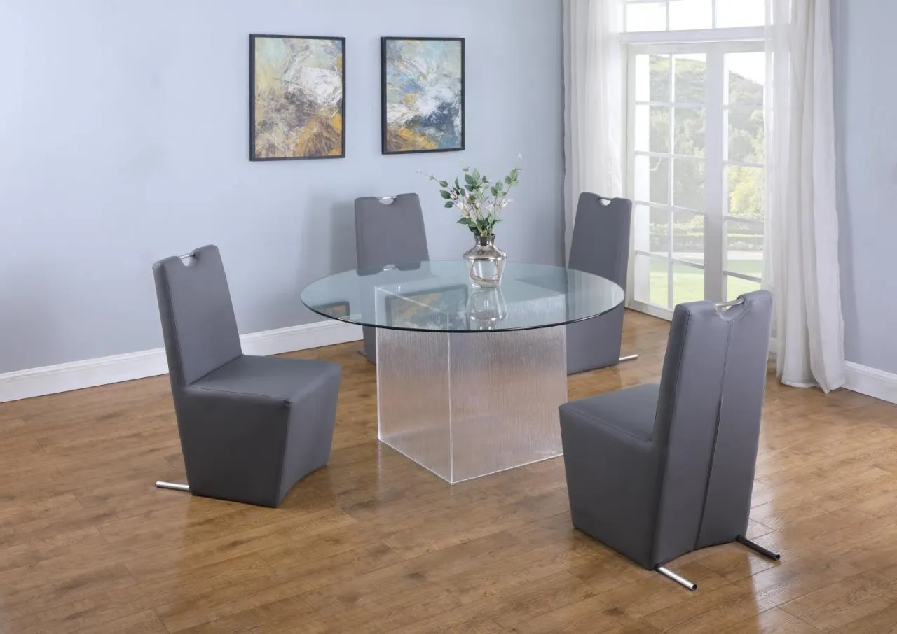 VALERIE CONTEMPORARY ROUND TEMPERED GLASS DINING TABLE