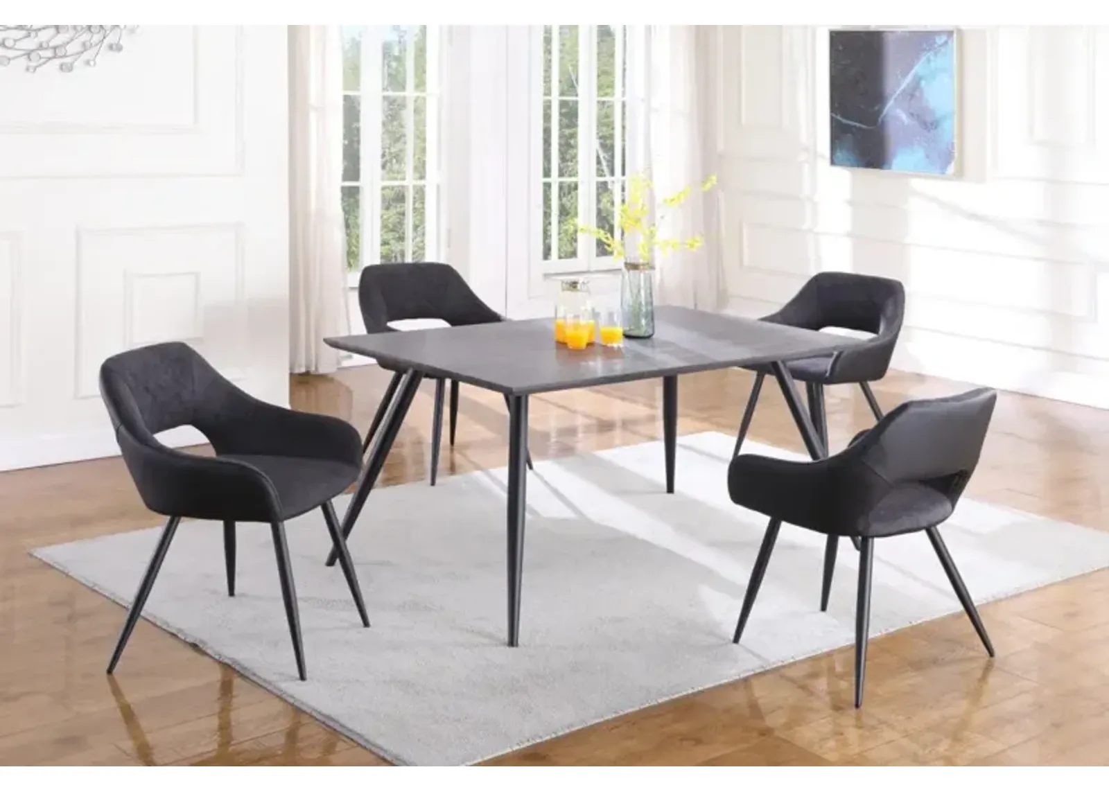 HENRIET CONTEMPORARY DINING TABLE WITH MELAMINE WOODEN TOP