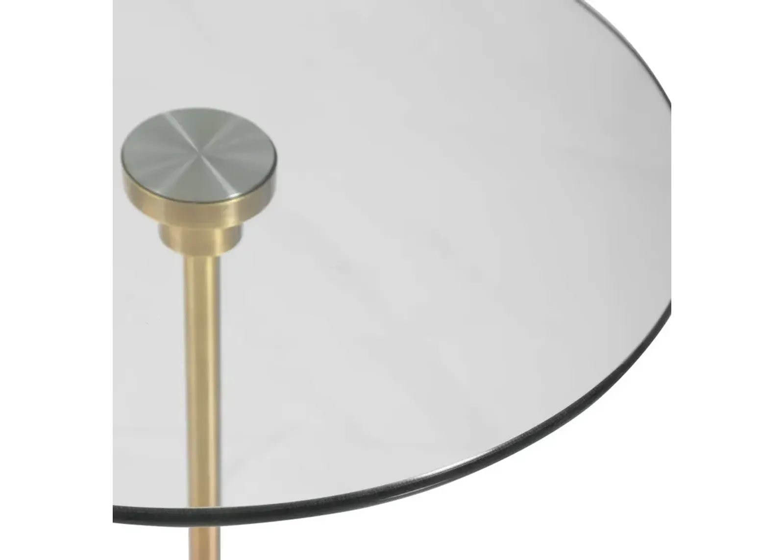 PORTSMOUTH BRUSHED BRASS/WHITE ROUND ACCENT TABLE