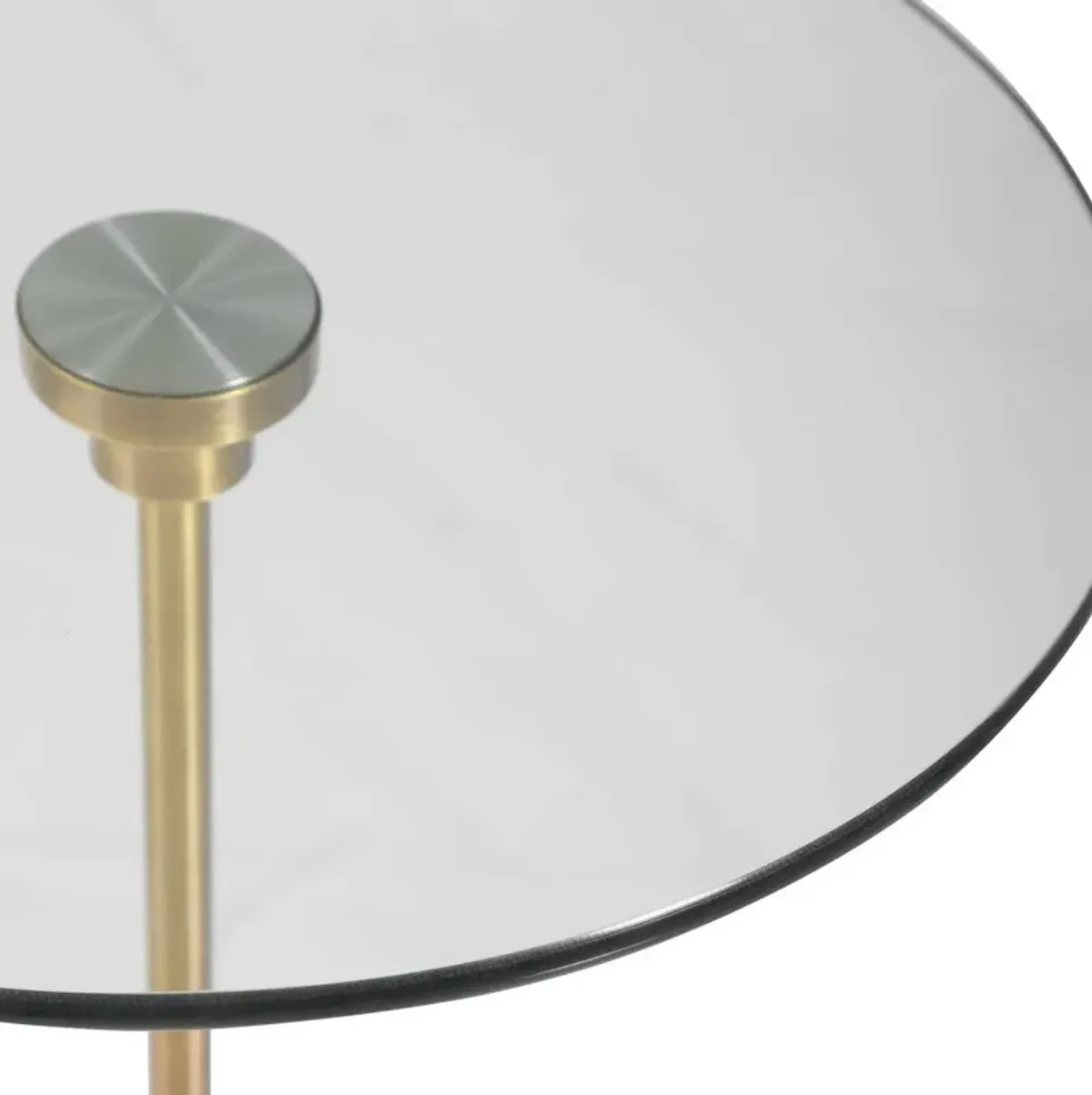 PORTSMOUTH BRUSHED BRASS/WHITE ROUND ACCENT TABLE