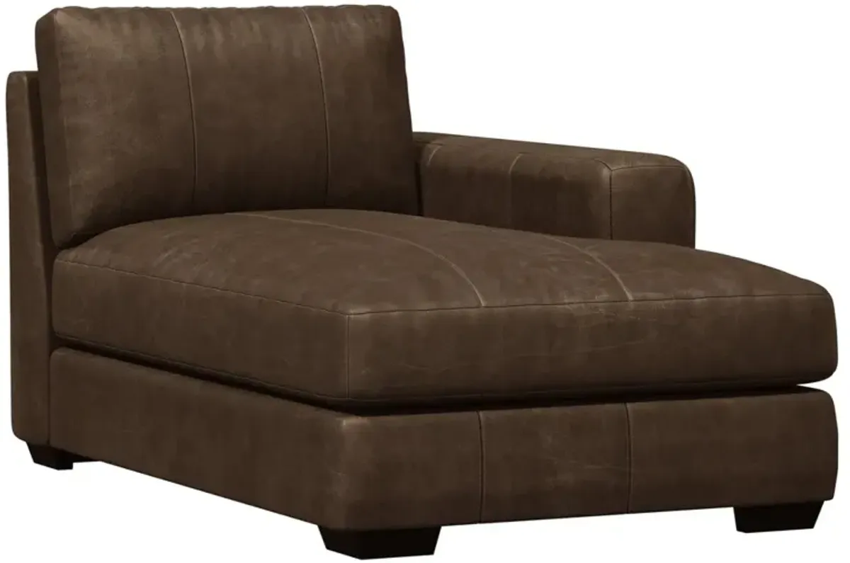 Bernhardt Dawkins Brown Leather Chaise