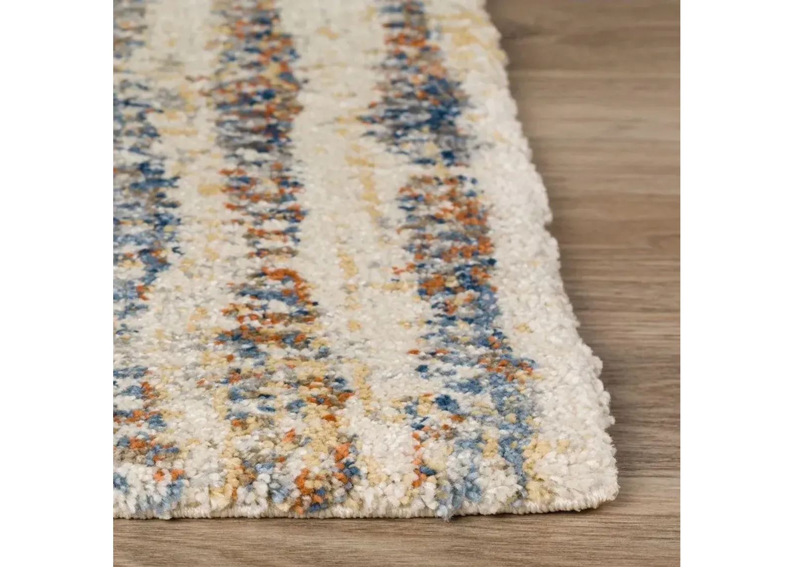 Dalyn Contemporary Vertical Striped 5'X8' Area Rug in Soft Beige with Blue & Amber Accents