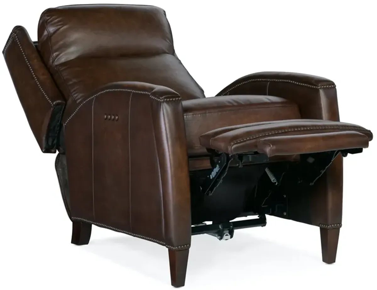 Hooker Furniture Declan Warm Brown Brindisi San Marco Power Recliner Leather Chair with Power Headrest