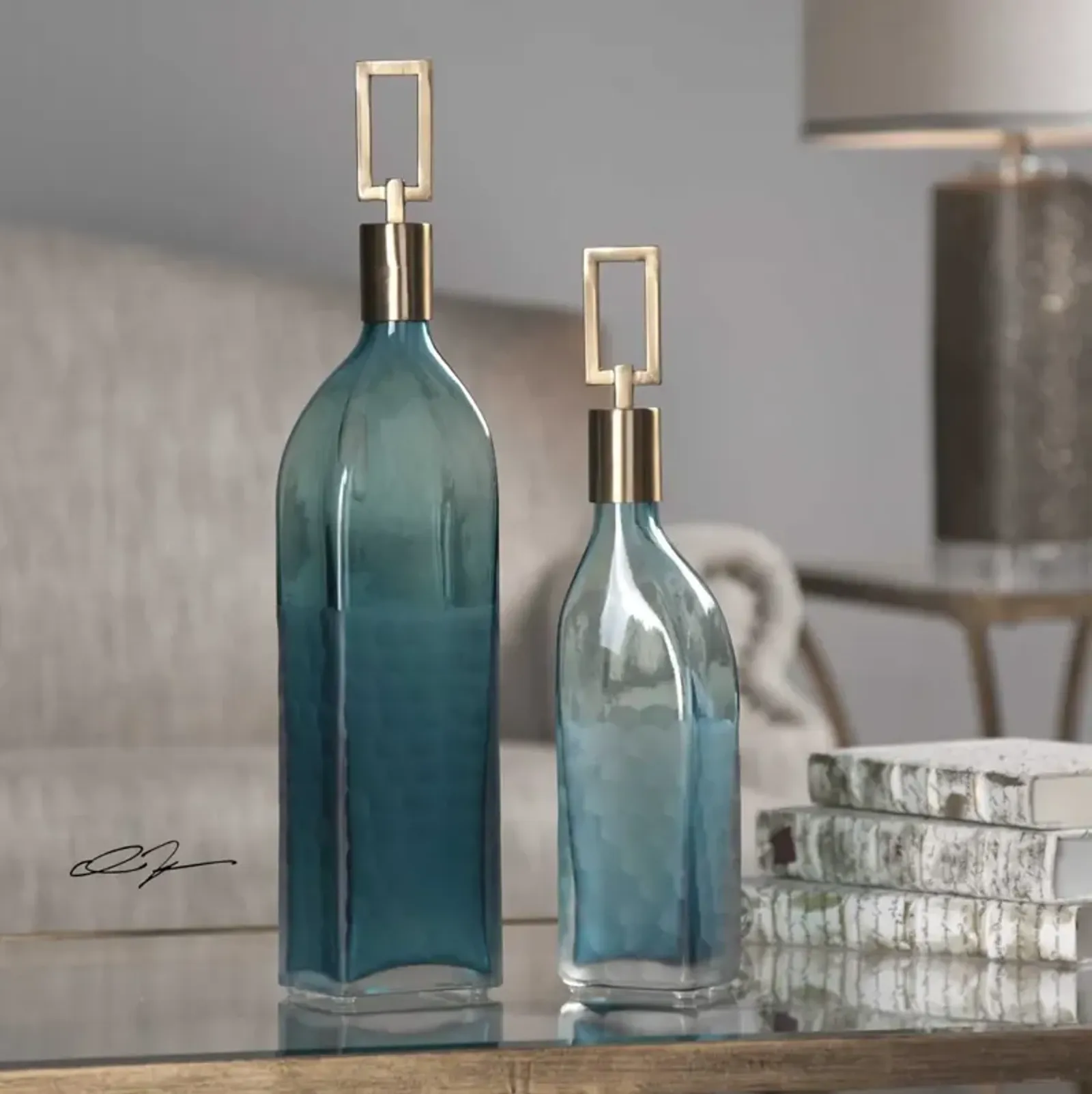 Uttermost Annabella Teal Green Bottles