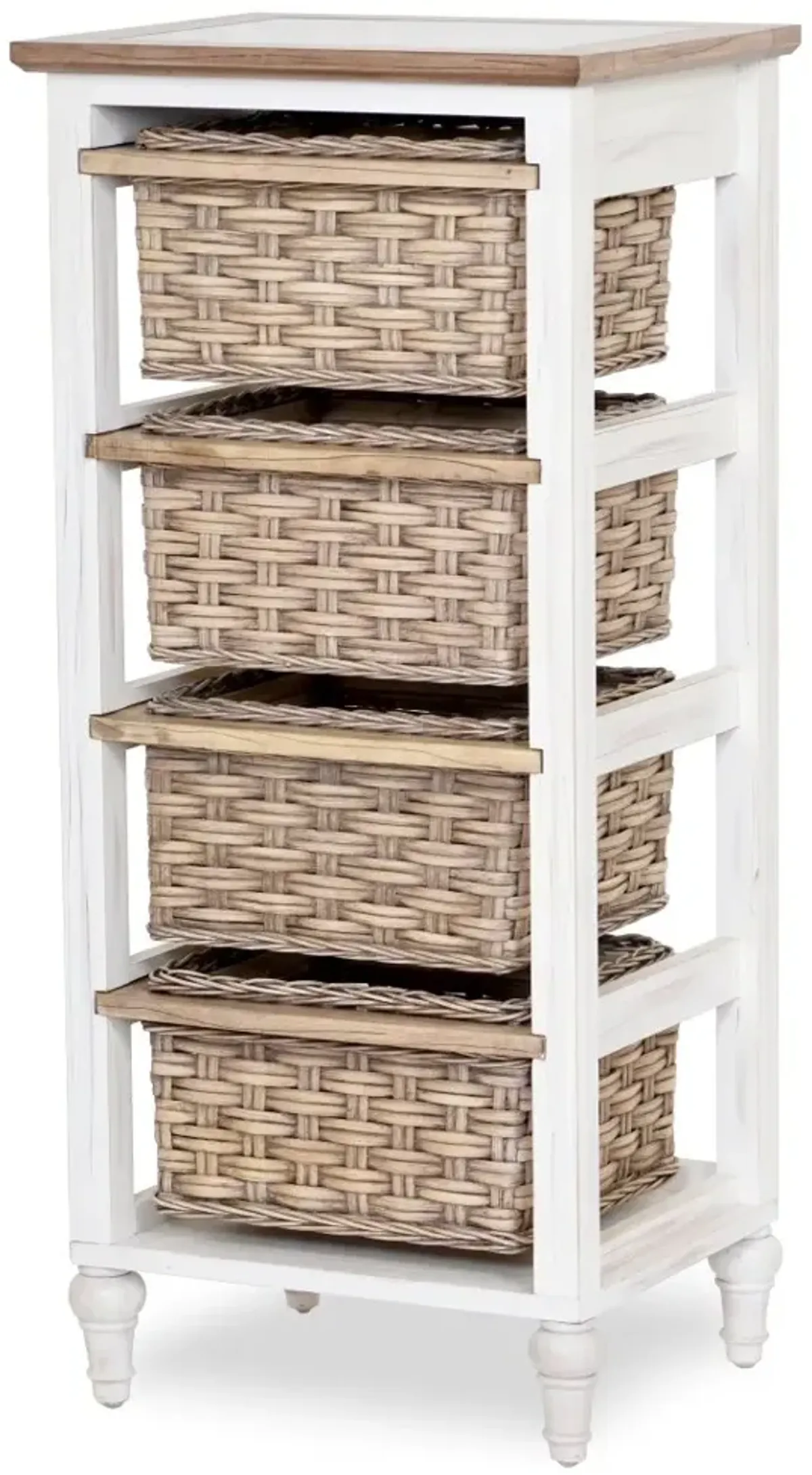 Seawinds Island Breeze 4-Basket Vertical Storage Cabinet Weathered Wood/White Finish